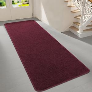 2x6 Feet Runner Rugs for Hallway, Red Modern Soft Bedroom Bedside Rug, Low Pile Non Slip Memory Foam Rugs,Washable Fluffy Carpet for Entrance Kitchen Laundry Living Room Decor