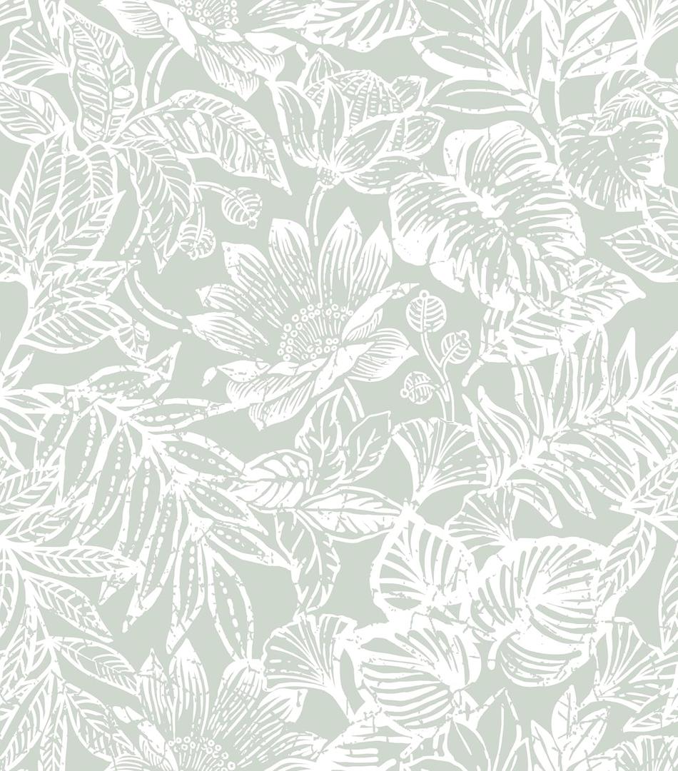 CiCiwind 17.3"393.7" Peel and Stick Wallpaper for Bathroom Bedroom Green and White Floral Removable Self Adhesive Modern Contact Paper Tropical Leaf Wall Paper Laundry Room Papel Tapiz para Pared