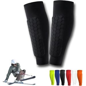 Soccer Shin Guards Shin Pads for Kids Youth Adult, Ski Shin Guards Calf Compression Sleeve with Honeycomb Pads, Lightweight Calf Protective Gear for Football Soccer (Black, Medium)