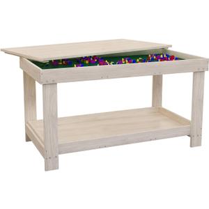 Kids Activity Table with Board and Storage Compatible with Lego, Wooden Play Table for Drawing, Building Blocks, Reading, Boys Girls Gifts, 32.72x17.24x19.45 inches