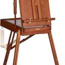 DJAR French Easel with Shoulder Strap, Adjustable Beech Wood Art Easel with Drawer, Palette, Level Instrument & Scale Leg, Studio Tabletop Floor Easel for Artists, Hold Canvas up to 34", Walnut