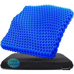Gel Seat Cushion for Long Sitting Pressure Relief (Super Large & Thick) - Non-Slip Gel Chair Cushions for Back,Sciatica,Tailbone Pain Relief - Seat Cushion for Office Desk Chair,Car Seat,Wheelchair Size: Thick Large - 17×17×1.7 inches