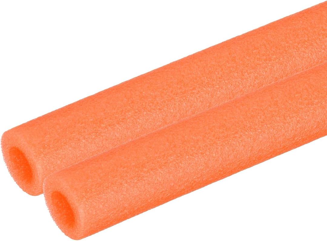 PATIKIL 2 Pcs Pipe Insulation Foam Tube, Heat Preservation Foam Pipe Tubing Covers 3/8" (10mm) ID x 3.3FT x 13/16" OD for Handle Heat Water Pipe Freeze Protection, Orange