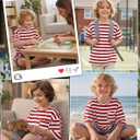 Boys Oversized Striped T-Shirt with Chest Pocket Short Sleeve Crew Neck Casual Summer Tee for Boys 5-14 (Red)