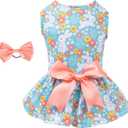 CuteBone Dog Easter Dress Puppy Sundress Pet Outfit Summer Fashion for Small Dogs Girl Cat Clothes BF08M (Medium, Rabbits and flowers)
