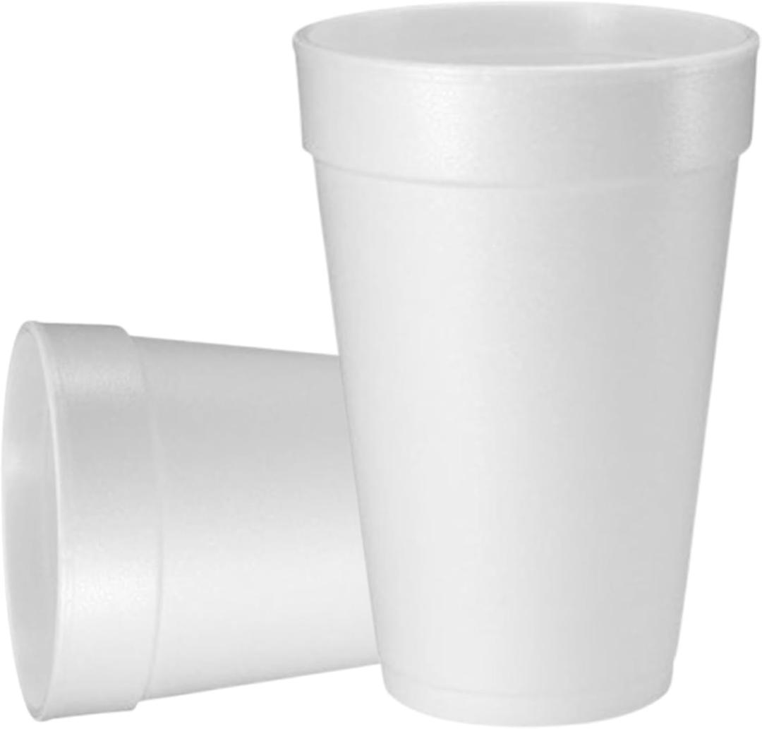 16oz Disposable White Foam Cups  Pack of 50 | Insulated Hot & Cold Drinking Cups | Ideal for Coffee, Tea, & Beverages
