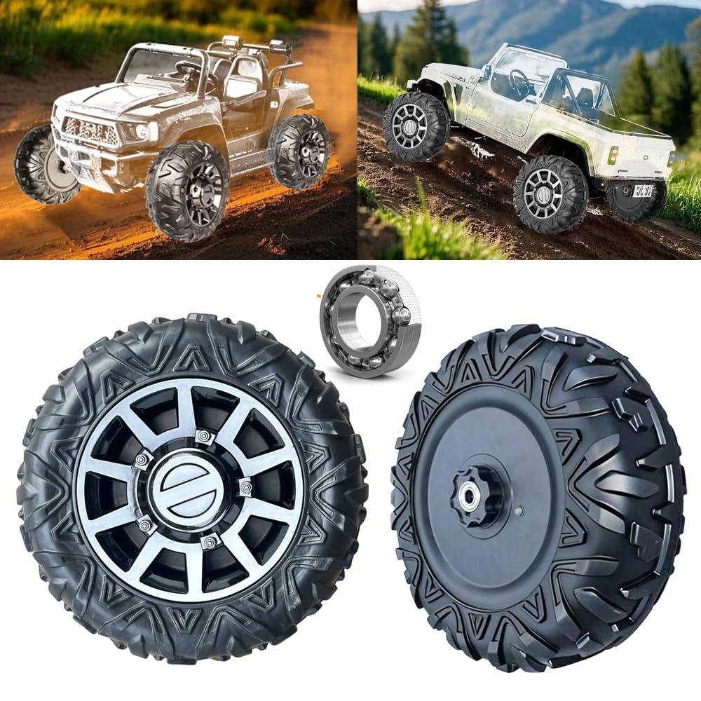 2Pack 33CM/13'' EVA Solid Compound Tire for Power Wheels Ride on Car ﻿Alligator Tires Wheels Upgrade,1.2CM/0.47in Aperture Front/Rear Wheel for Car/SUV/UTV/ATV/Motorcycle Replacement Parts