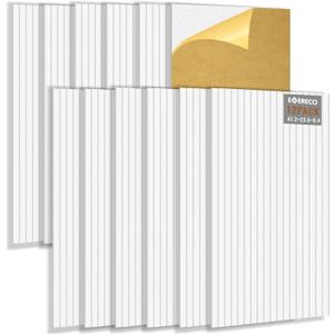 EVERECO 12 Pack Large Acoustic Wall Panels, 47.2 x 23.6 x 0.4 Inch (92.8 sq ft), Self-Adhesive Sound Absorbing Panels,Sound Proof Panels for Walls, Echo Reduction for Studio, Office, White