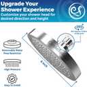High Pressure Shower Head - Anti-Clogging Silicone Nozzles - 2.5 GPM Removable Restrictor - Easy to Clean Adjustable Replacement - easy to install with Plumbers Tape - 6 inch - Classic Chrome Finish
