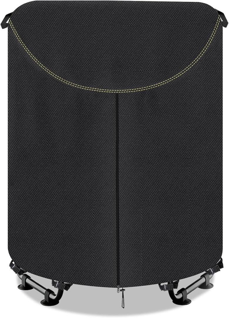 Kids Trampoline Cover,600D Heavy-Duty Outdoor Waterproof Trampoline Cover, UV-Resistant and Windproof,Suitable for 5560 inch Round Kids' Trampolines with Drawstring & Buckles - Black