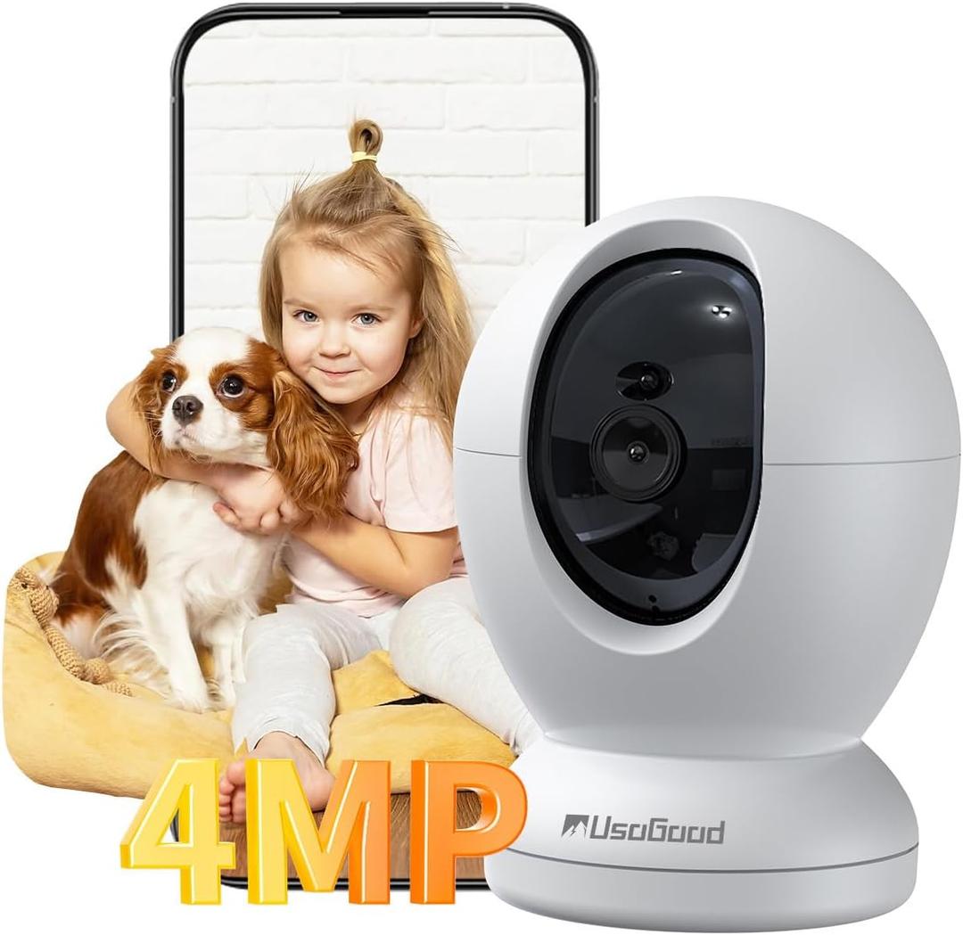 usogood 2.5K Indoor Camera for Home Security, 360Pet Camera Indoor with Phone App,Support 5G/2.4Ghz WiFi,Dog Cameras with Speaker, Auto Motion Tracking Detection,2-Way Audio,Best Gift (White)