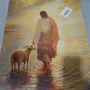 Jesus Walking on Water Wall Art Jesus and Lamb Wall Art Christian Wall Decor Biblical Stories Wall Painting Inspirational Religious Prints God Picture Decoration for Living Room Bedroom 16x24 in