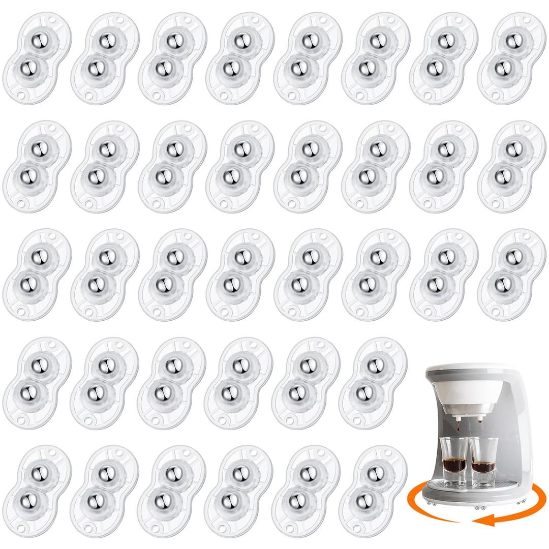 Leumoi 16 Pcs Self Adhesive Appliance Wheels, 360 Swivel Mini Casters with Dual Steel Ball Bearings for Stable Rolling, 55lbs Capacity No-Scratch Floor for Coffee Maker Air Fryer Microwave, White