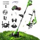 Cordless Weed Wacker, 21V Lightweight Electric Trimmer with 2 x 21V Batteries & Charger 3-in-1 Grass Trimmer/Brush Cutter/Lawn Edger for Lawn Care
