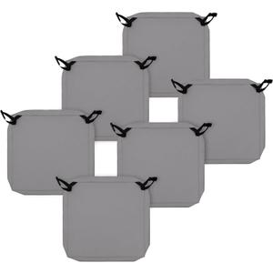 Easy-Going Waterproof Patio Seat Cushion Covers 22x20x4 inch 6 Pack Replacement Non-Slip Outdoor Cushion Slipcover with Zipper and Adjustable Straps for Outdoor Furniture, Covers Only, Gray (Grey)