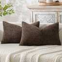 MIULEE Pack of 2 Lumbar Couch Throw Pillow Covers 20x12 Inch Dark Brown Modern Boho Accent Decorative Pillow Covers Soft Chenille Farmhouse Cushion Covers for Home Decor Bed Sofa Living Room
