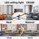 47.2in Modern LED Ceiling Lights Fixture, 116W Black Dimmable Chandelier, Rectangular, with Remote Control Diningroom Lamp, FlushMount Geometric LED Ceiling Lamps for Bedroom Living Room