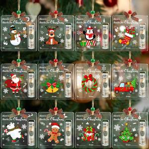 12 Pack Christmas Money Holders for Cash Gift - Acrylic Ornaments with Wooden Beads & Bowknots - Merry Christmas Hanging Ornaments for Tree Decor, Holiday Party Favors, Festive Holiday Decoration