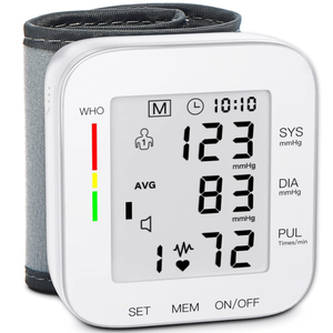 MMIZOO Wrist Blood Pressure Monitor Large LCD Display BP Machine Adjustable Cuff 5.317.68 inch Automatic 99x2 Sets Memory with Carrying Case for Home Use (W1681)