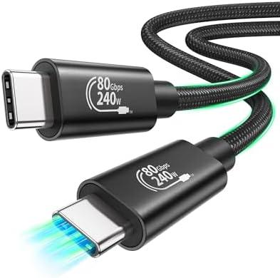 Fitee Thunderbolt 5 Cable 3FT Compatible, 80Gbps USB C Data Transfer Cable, 240W Charging, 120Gbps Video Bandwidth, 16K/Dual 8K, Braided USB C Video Cables for Monitor, MacBook Pro, Mac mini, PSSD