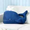 AELS Whale Throw Pillow, 16.5"& 13.3", Soft Plush Whale Decorative Pillow for Couch Sofa Bed, Coastal Ocean Themed Accent Pillow for Nursery Living Room Beach House, Navy Blue