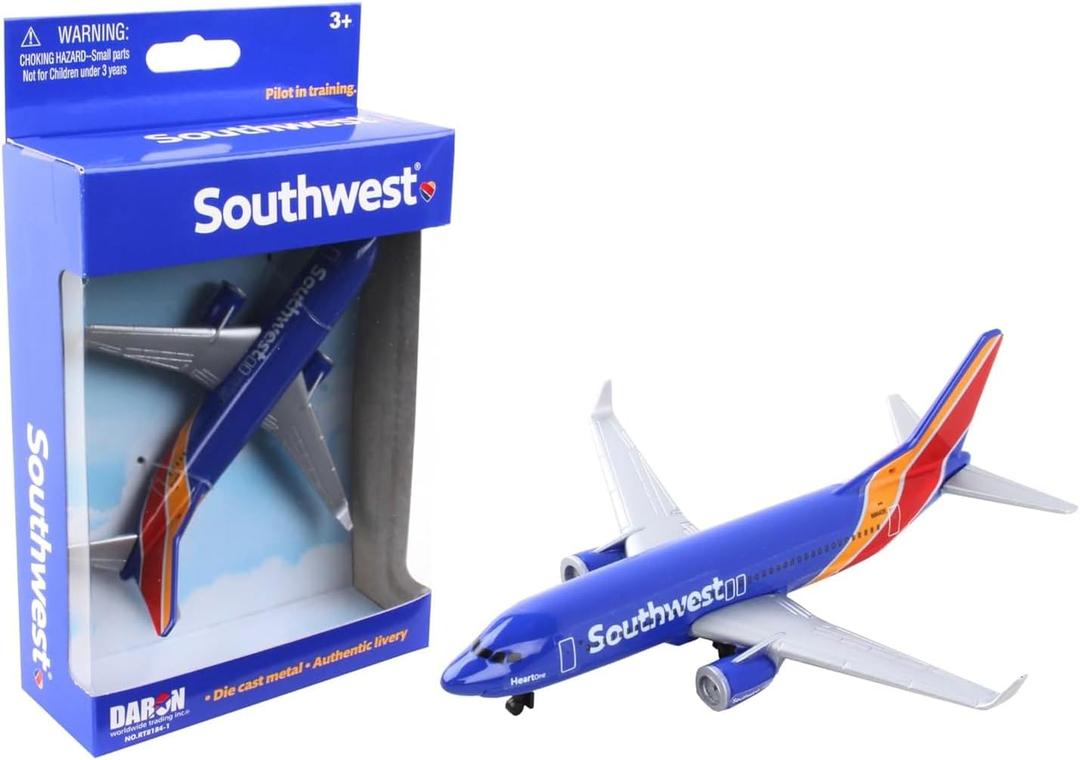 Daron Toy Airplane  Southwest Airlines  Die-Cast Metal Model Airplane Toy with Plastic Parts for Kids Ages 3+