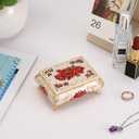 Hipiwe Vintage Metal Jewelry Box Small Treasure Chest Case Trinket Organizer Earrings Necklace Bracelet Storage Box Ring Box Holder Keepsake Box for Women (Beige)