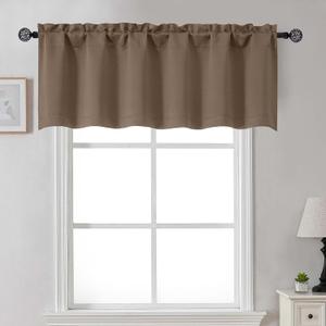 Gwine Brown Valance for Windows, Small Blackout Valance Kitchen Curtains for Bathroom Basement, Modern Rod Pocket Thermal Insulated Window Treatment, 60" Wx18 L, 1 Piece