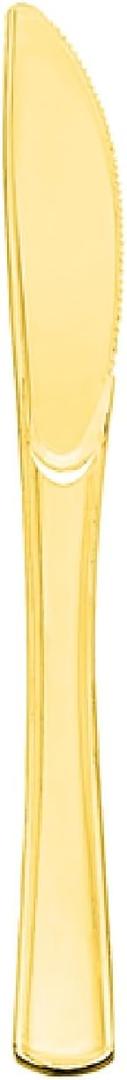 Party Essentials Disposable Plastic Cutlery/Heavy-Duty Flatware/Silverware for All Events, 100-Count, Shiny Gold Knives