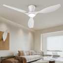 TALOYA 52 inch Smart Ceiling Fan,Low Profile Ceiling Fan with Light and Remote/App Control,Flush Mount, Quiet Reversible Motor for Living Room Bedroom Patio White