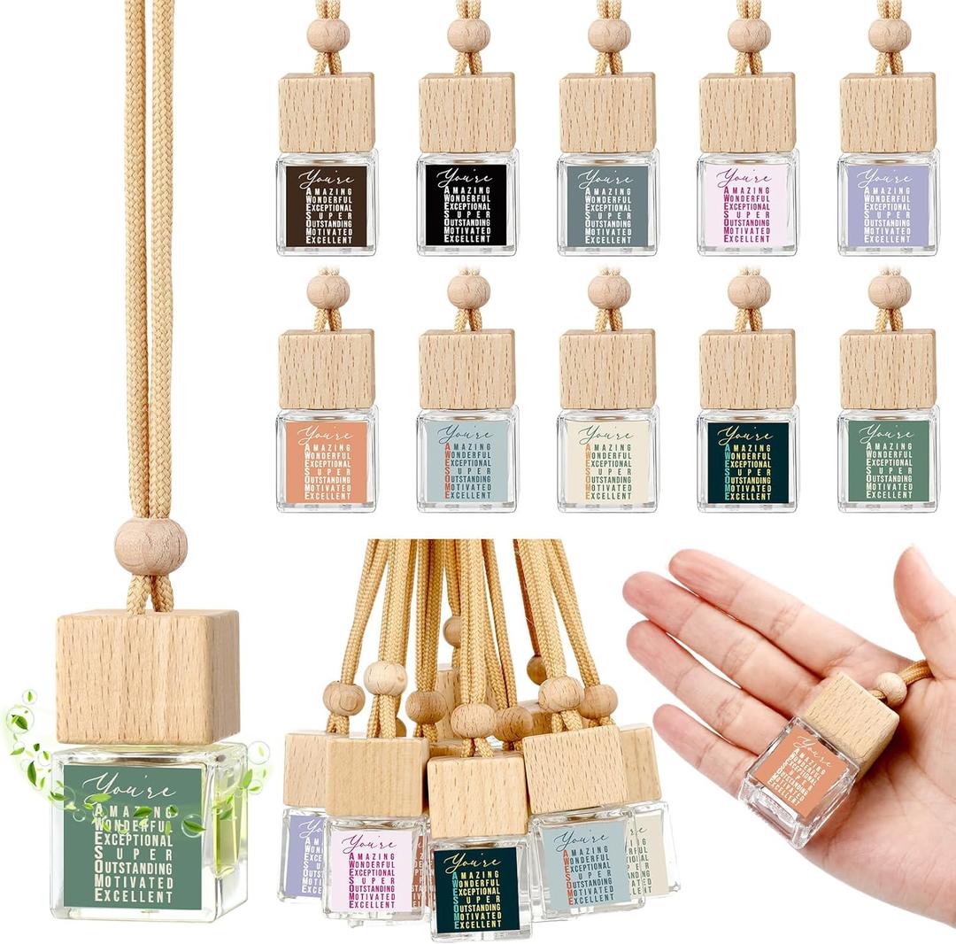 20 Pcs Employee Appreciation Gift Bulk 8ml Car Air Freshener Diffuser Hanging Car Empty Glass Oil Diffuser Christmas Thank You Gifts for Coworker Social Worker