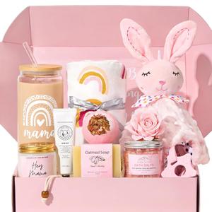 iAOVUEBY New Mom Gifts & Baby Girl Gifts, Baby Shower Gifts for Mom to Be, Pregnancy Gifts for Expecting Mom, First Time Mother's Day Gift for New Mom, Pregnancy Gifts for Women and Baby (A. Bunny Pink)