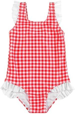 LIZENS One Piece Swimsuit for Girls Swimwear with Ruffled Children Bathing Suit Size 4-5T