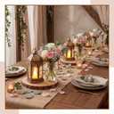 12 Set 7" Wedding Lantern with LED and 7-8" Wood Slice,Brown