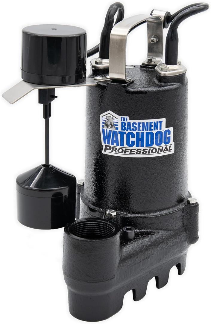 THE BASEMENT WATCHDOG Model SI-33V 1/3 HP 4,000 GPH at 0 ft. and 3,200 GPH at 10 ft. Cast Iron Submersible Sump Pump with Vertical Float Switch