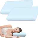 Blue Memory Foam Pillows Set of 2, Bed Pillows with Cooling Removable Cover, Neck Support for Back Stomach Side Sleepers, 2 Pack