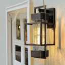 PARTPHONER Modern Outdoor Light Fixtures Dusk to Dawn Outdoor Lighting 2 Pack, 15" Exterior Wall Sconce Waterproof Outside Porch Light for House with Water Glass Black Brushed Gold