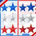 60 Pcs Patriotic Star Hanging Ornament 4th of July Tree Decor Red Blue Silver Star Ornament for Tree 4th of July Independence Pendant for 250th Anniversary Patriotic Veteran Decor