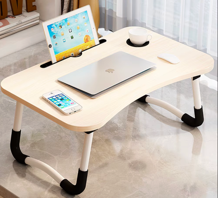 Slendor Lap Desk with Cup Holder, Foldable Laptop Table for Bed, Portable Bed Desk for Laptop and Writing, Computer Tray with Tablet Slot, Notebook Stand Reading Holder for Couch Sofa Floor