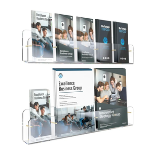 HIIMIEI Brochure Holder Wall Mount, 2-Pack Acrylic Modular Flyer, Pamphlet Display Stand with Magnetic Brass Bolts, Dual Installation Options, and Designed for Schools, Studios, and Community Spaces