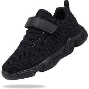Santiro Black Tennis Shoes for Girls Kids Sneakers Boys Lightweight Running Shoes Breathable Athletic Shoes All Black (Toddler/ Little Kid/ Big Kid) 12.5 M US