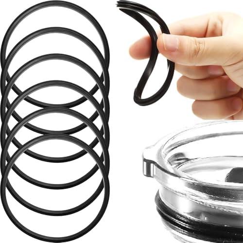 Patelai 6 Pieces 30 oz Replacement Rubber Lid Seals Compatible Seals Lid Gaskets for 30 Oz Insulated Stainless Steel Tumblers Compatible with RTIC Atlin, Randomly Shipped in Oval and Round (Black)