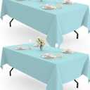 Pureegg Rectangle Table Cloth 60" x 102"  Durable Polyester Tablecloth Offers Reusable & Washable Protection, Ideal for Outdoor Party, Picnic, Wedding, Banquet and Birthday, 2 Pack, Baby Blue