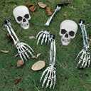 Zhanmai 6 Pcs Halloween Decorations Outdoor Skeleton Arms and Heads Graveyard Lawn Yard Skeleton Decoration Halloween Plastic Realistic Looking Garden Stake for Outdoor Supplies