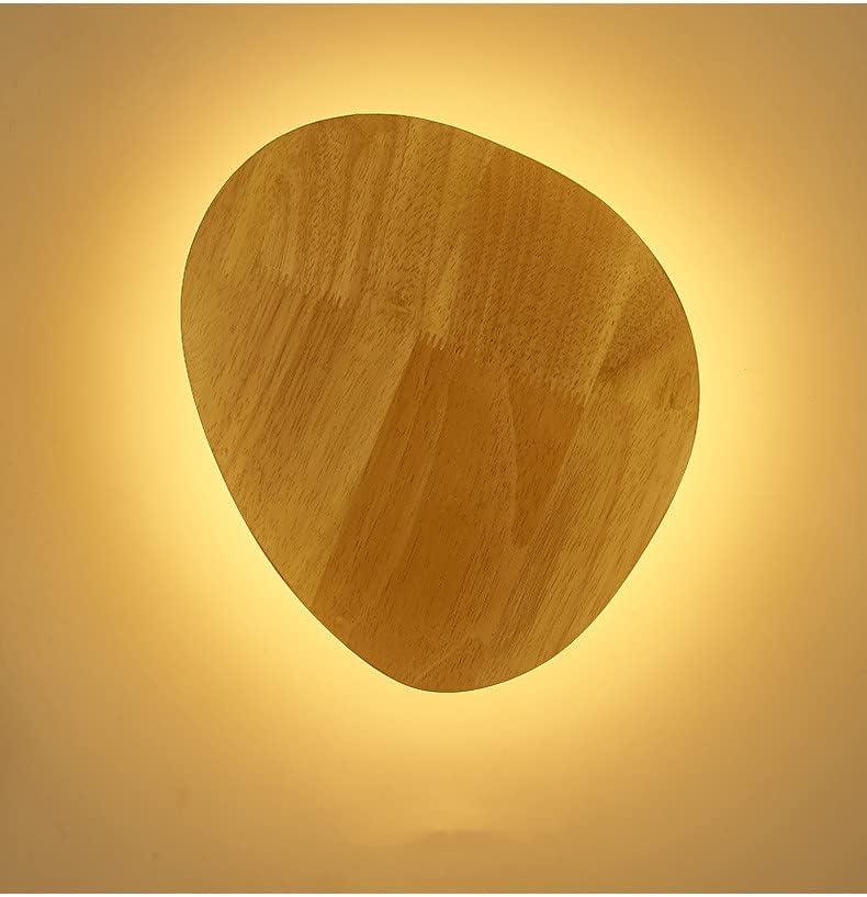 3 Pack Round Warm White LED Wall Sconce Lighting Lamps Indoor Wooden Wall Lights Fixture Night Lamp for Living Room Bedroom Hallway Kitchen Bathroom Home Decor (Irregular-7.5"-8W)