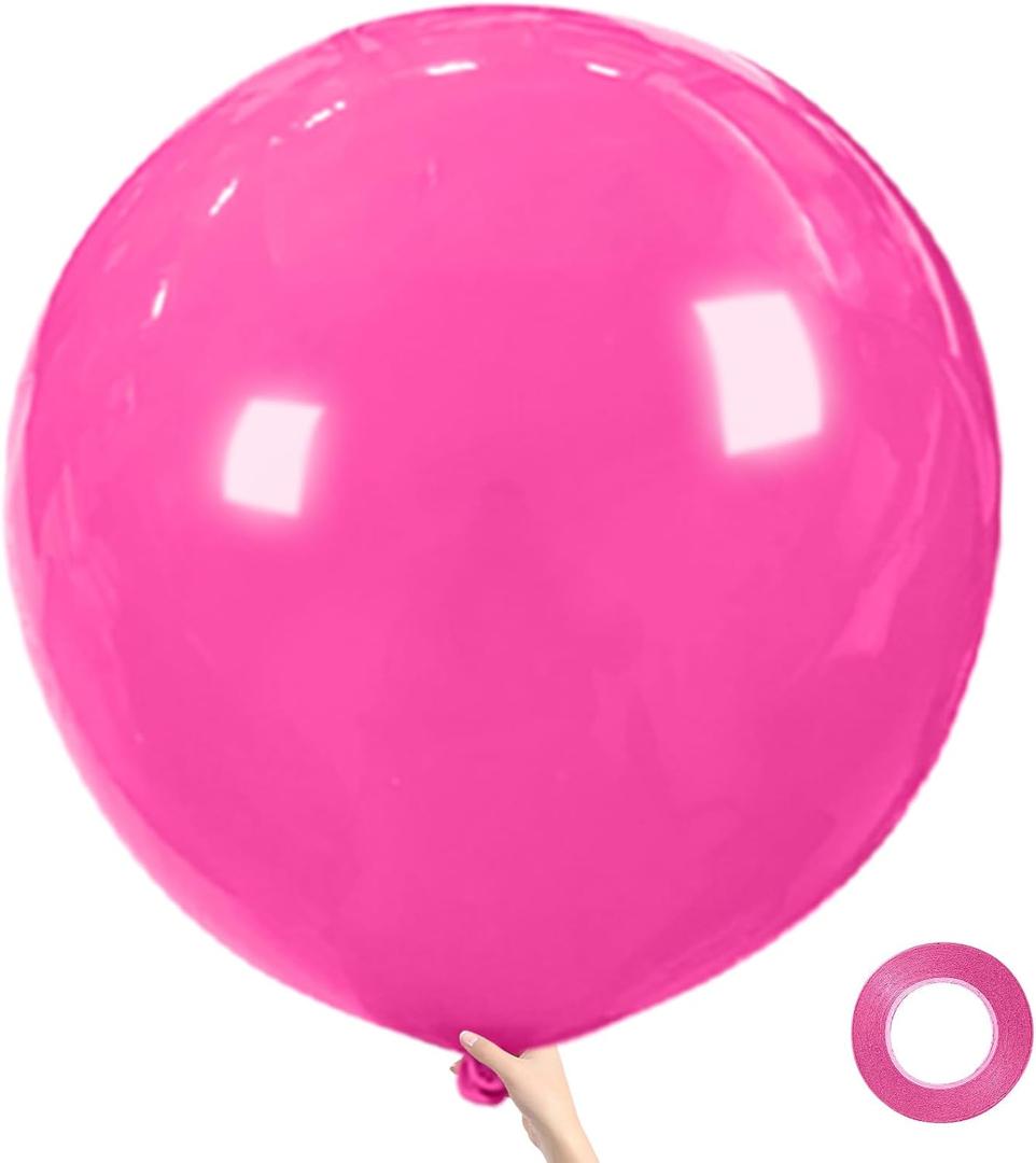 Big 36 Inch Hot Pink Balloons, 9Pcs Giant Latex Balloons for Birthday Wedding Party Decorations (Rose Red)