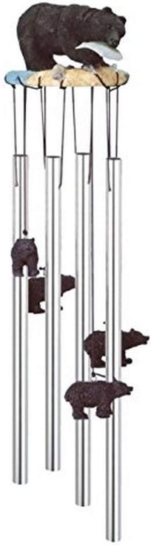 StealStreet SS-G-41634, Round Top Black Bear Hanging Garden Decoration Wind Chime