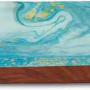 TOSQP27 Handmade Wooden Incense Holder for Sticks  Ocean Wave Resin Art Tray | Handcrafted Ash Catcher for Meditation, Yoga & Aromatherapy | Home Decor Wooden Incense Burner Gift for Adults