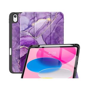 Soke Case for iPad (A16) 11th Generation 2025 11-inch, iPad 10th Generation 10.9 Inch (2022) with Pencil Holder, [Shockproof + Auto Sleep/Wake] Soft Back for iPad 11"/10.9" Cover, Purple Marble