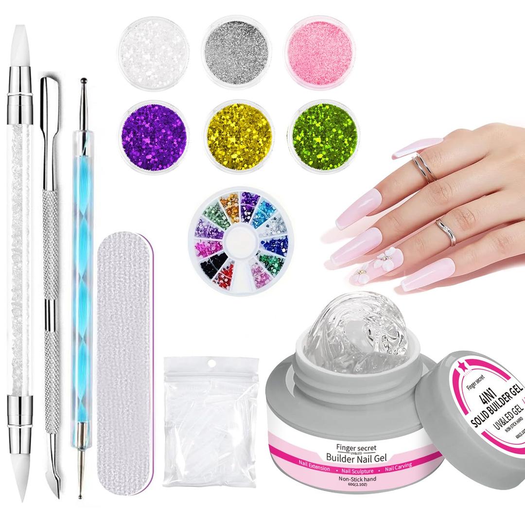 Solid Builder Gel For Nails 60g 3D Sculpting Hard Building Gel, Non-stick Nail Extension GelS, Multi-functional Long-lasting Carving NailS Art 2oz, Suitable To DIY Homes Or Salon